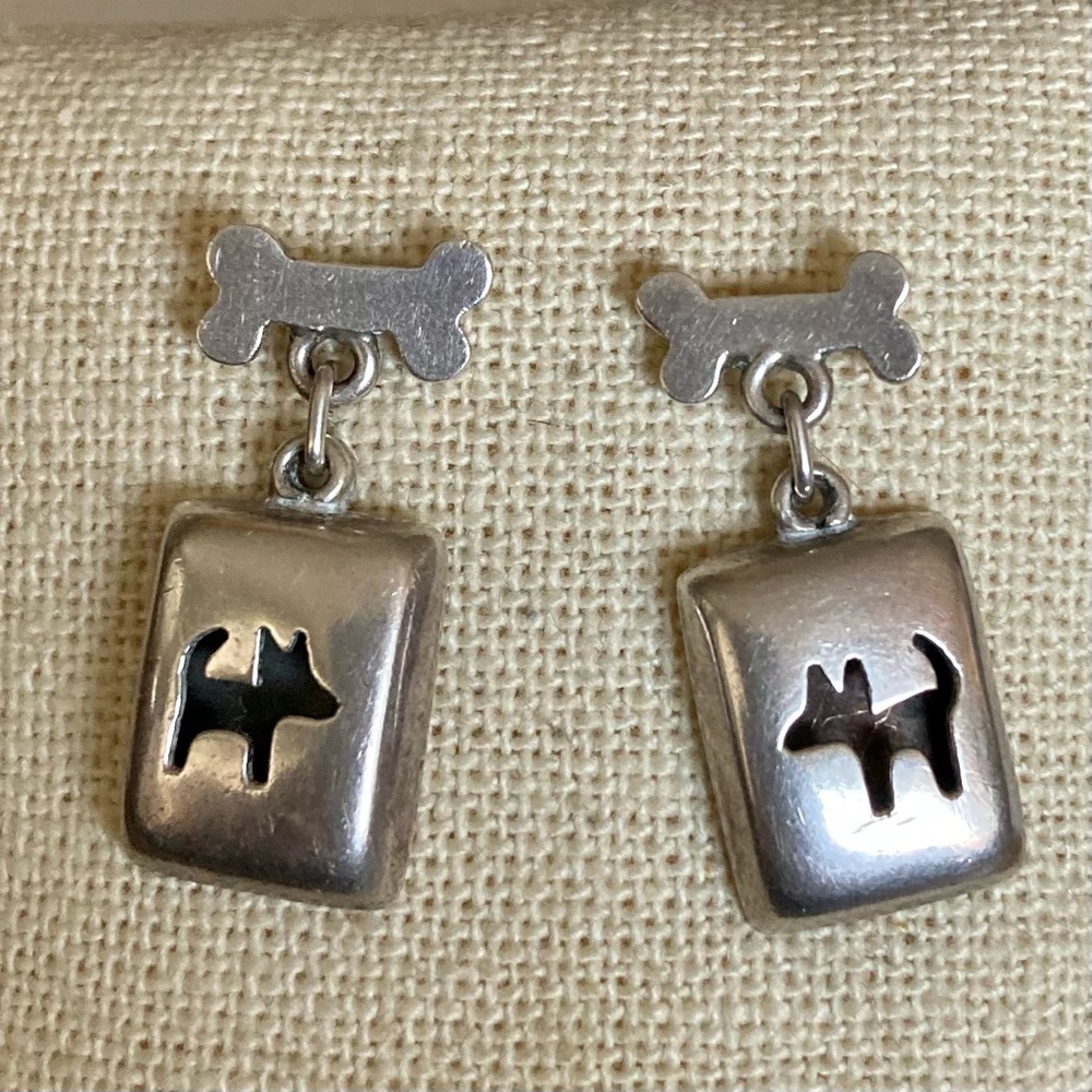 Sterling Dog Pictogram Earrings